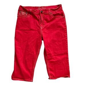 Womens Royal Premium Red Cropped Stitched and Grommet Pocket Jeans - Sz 16
